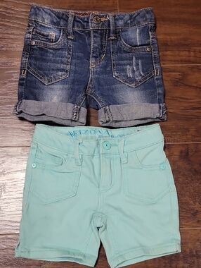 Arizona Jean Company Mint Green Girls' Shorts - Denim & Mint Set